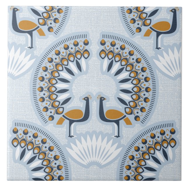Art Deco retro Peacock Kakelplatta (Framsidan)