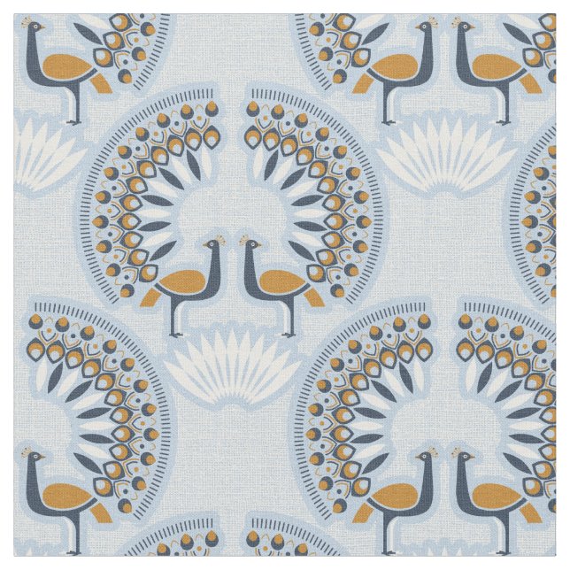 Art Deco retro Peacock Tyg (Närbild)