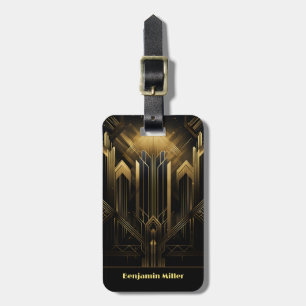 Art Deco Retro Vintage Classic 1920s Black & Guld Bagagebricka