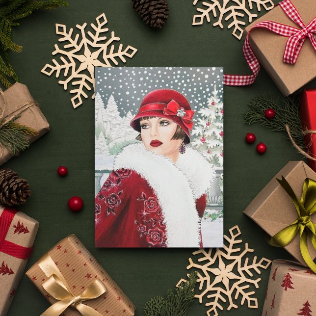 Art Deco retro vintage jul Anteckningskort (Skapare uppladdad)