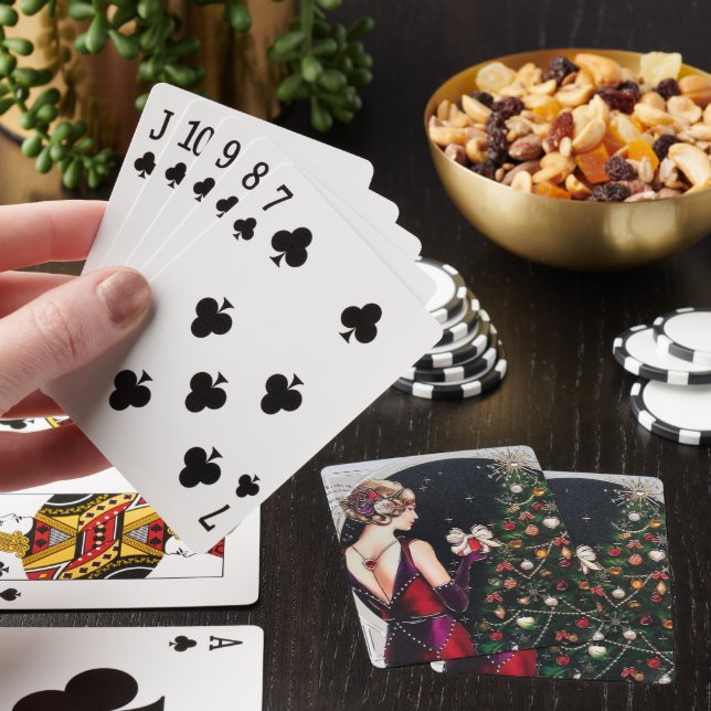 Art Deco retro vintage jul dam Casinokort (På plats)