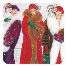 Art deco retro vintage jul-dam-dekaler