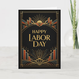 Art Deco Rising City Happy Labor Day Kort