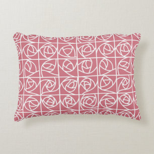 Art Deco Ro-fyrkanter Stilized Blommigt rosa Prydnadskudde