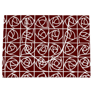 Art Deco Ro-fyrkanter Styliserad Blommigt djup röd