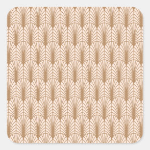 Art Deco Ro: Golden Peacock Feathers Fyrkantigt Klistermärke