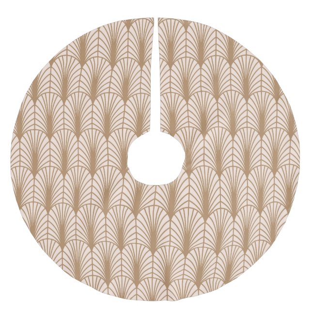 Art Deco Ro: Golden Peacock Feathers Julgransmatta Borstad Polyester (Framsidan)