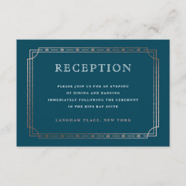 Art Deco Ro Gräns Teal Wedement Reception Tilläggskort