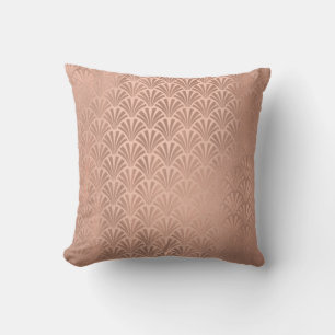 Art Deco Ro Gud Copper Monochrom Seashell Scale Kudde