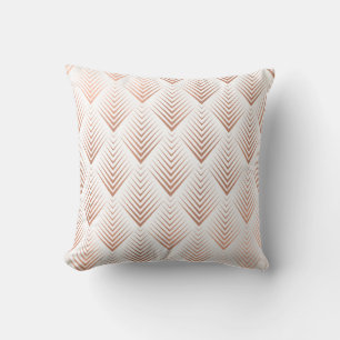 Art Deco Ro gud Copper White Geometric Tribal Kudde
