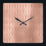 Art Deco Ro Guld koppargeometri - minimalt Fyrkantig Klocka<br><div class="desc">Italienska designen Florens - mode lyxtrenderna florenceK</div>