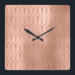 Art Deco Ro Guld koppargeometri - minimalt Fyrkantig Klocka<br><div class="desc">Italienska designen Florens - mode lyxtrenderna florenceK</div>