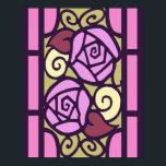 Art Deco Ro i Rosa & Guld Poster<br><div class="desc">Konstruktionen av konst av rostfritt glas deka ro i rosa,  lätt oliver,  gult av blek,  lilac och dammig ro med mörkens dammiga lila i ledande ställning.</div>