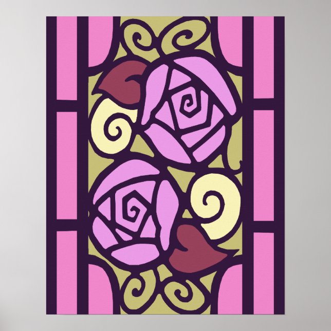 Art Deco Ro i Rosa & Guld Poster (Framsidan)