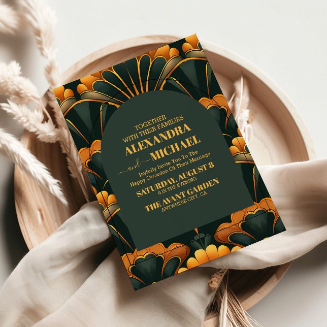 Art Deco Roaring 20 år Bröllop Inbjudningar (Skapare uppladdad)