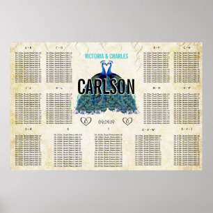 Art Deco Roaring 20:e Gatsby Peacock Seating Chart Poster