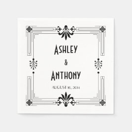 Art Deco Roaring 20:s Bride Groom Date Bröllop Pappersservett