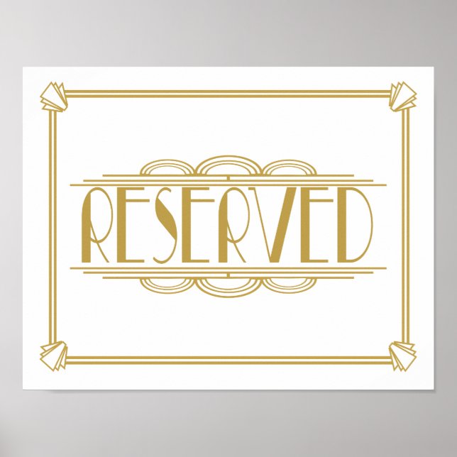 Art Deco Roaring 20:s reserverade teckenutskrift Poster (Framsidan)