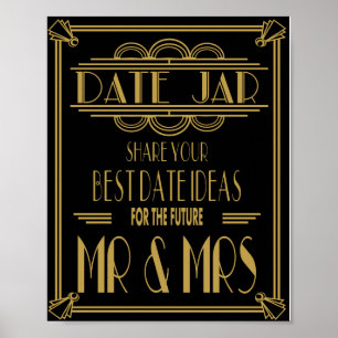 Art Deco Roaring 20's Date Jar wedding party Print Poster