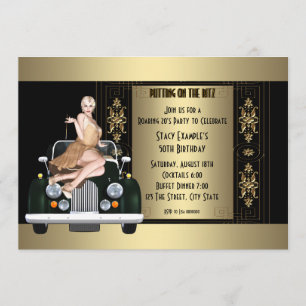 Art Deco Roaring 20's Födelsedagsfest Inbjudningar