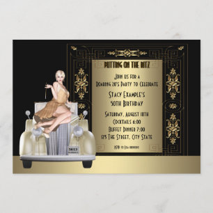 Art Deco Roaring 20's Födelsedagsfest Inbjudningar