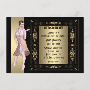 Art Deco Roaring 20's Födelsedagsfest Inbjudningar