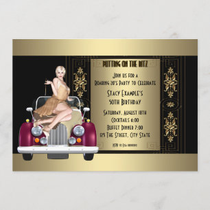 Art Deco Roaring 20's Födelsedagsfest Inbjudningar