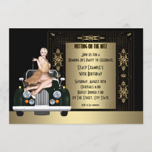 Art Deco Roaring 20's Födelsedagsfest Inbjudningar