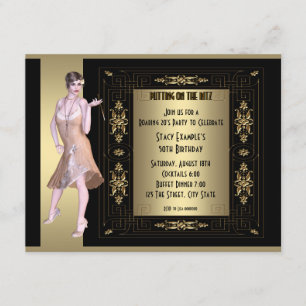 Art Deco Roaring 20's Födelsedagsfest Inbjudningar