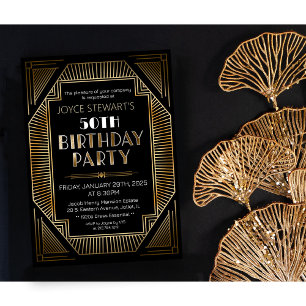 Art Deco Roaring 20s Födelsedagsinbjudan Inbjudningar