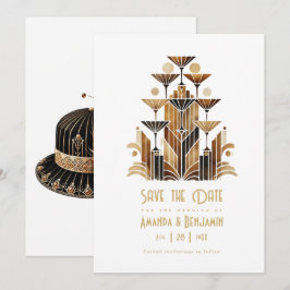 Art Deco Roaring 20s Gatsby Champagnetorn Spara Datumet