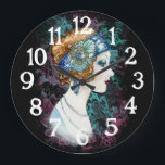 Art Deco Roaring Twenties 1920s Woman Clock Stor Klocka<br><div class="desc">Den här vackra konsthuggen är perfekt för ditt hem eller kontor.</div>