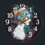 Art Deco Roaring Twenties 1920s Woman Clock Stor Klocka<br><div class="desc">Den här vackra konsthuggen är perfekt för ditt hem eller kontor.</div>