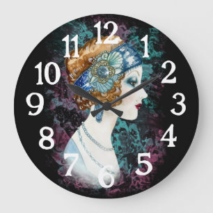 Art Deco Roaring Twenties 1920s Woman Clock Stor Klocka