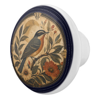 Art Deco Robin Röda Blommor Botanisk Knopp