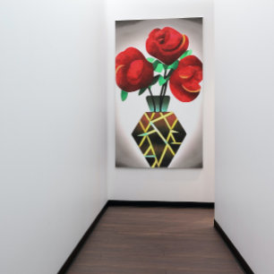 Art Deco Röd ros i Vas Abstrakt Art Canvastryck