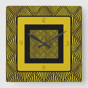 Art Deco Roing Twenties Guld Black Fyrkantig Klocka