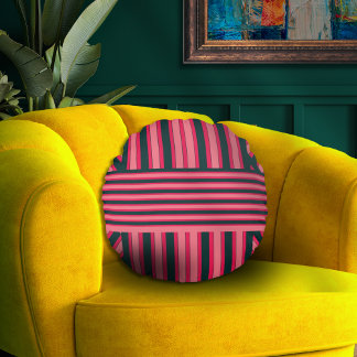 Art Deco Rosa Abstrakt Elegant Mönster Rund Kudde