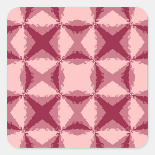 Art Deco Rosa Blommigt Swirl Retro Abstrakt Art Fyrkantigt Klistermärke