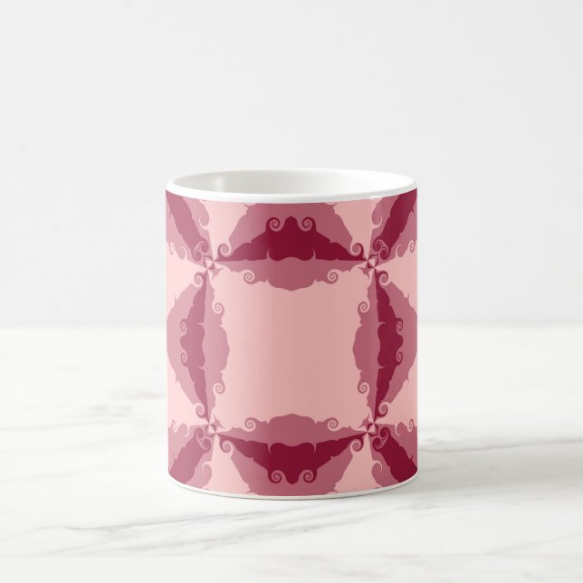 Art Deco Rosa Blommigt Swirl Retro Abstrakt Kaffemugg (Center)