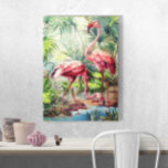 Art Deco Rosa Flamingos Canvastryck<br><div class="desc">Dessa konst deco stil rosa flamingos målades på tunnelbanan plattor i Frankrike. De har en djup rosa.</div>