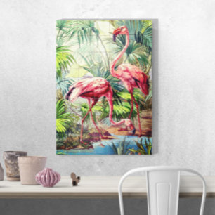 Art Deco Rosa Flamingos Canvastryck