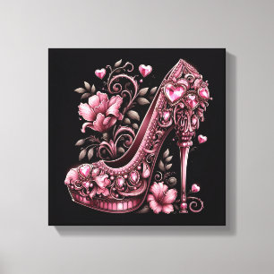 Art Deco Rosa Stiletto-Högklackar Canvastryck