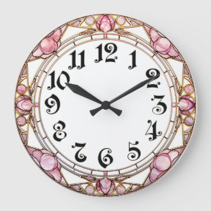 Art Deco Rosa Stor Klocka