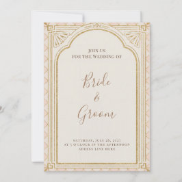 Art Deco Rosabränd Rosa Guld Båg Gatsby Elegant 19 Inbjudningar