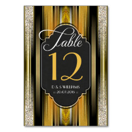 Art Deco Royal Guld Bordsnummer Cards Bröllop