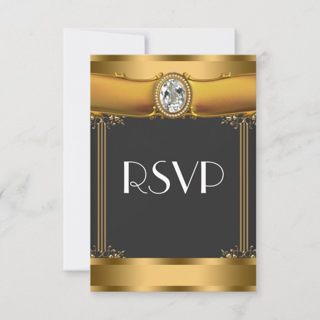 Art Deco RSVP OSA Kort (Framsida)