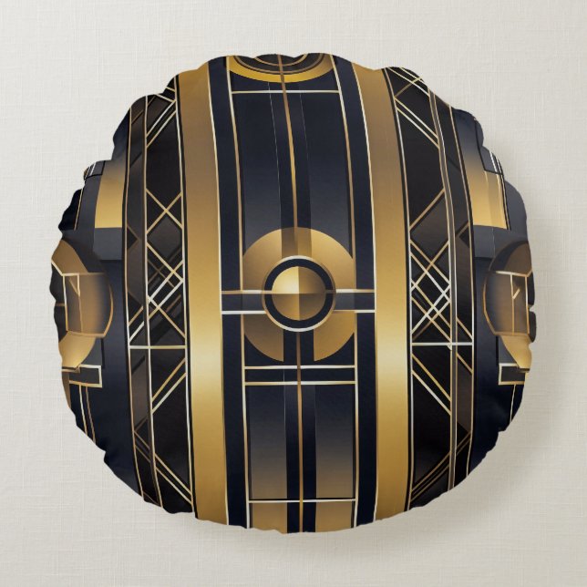 Art Deco Rund Kudde (Framsidan)