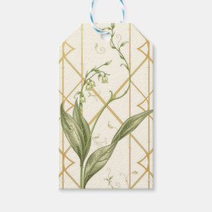 Art Deco Sagegröna Liljpresentkort Presentetikett