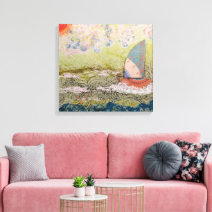 Art Deco Sailboat Canvastryck